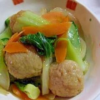 青梗菜ｔと冷凍肉団子のサッと炒め♪